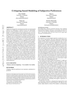 Critiquing-based Modeling of Subjective Preferences
