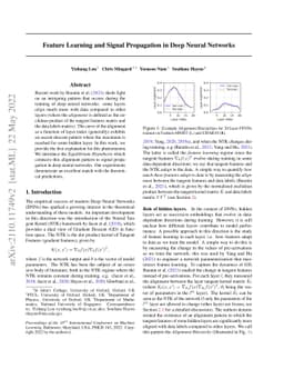 Feature Learning and Signal Propagation in Deep Neural Networks