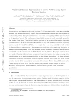 Variational Bayesian Approximation of Inverse Problems using Sparse
  Precision Matrices