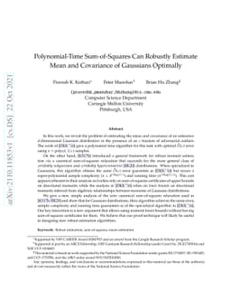 Polynomial-Time Sum-of-Squares Can Robustly Estimate Mean and Covariance
  of Gaussians Optimally