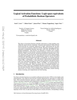 Logical Activation Functions: Logit-space equivalents of Probabilistic
  Boolean Operators