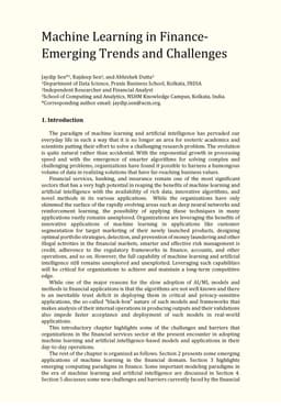 Machine Learning in Finance-Emerging Trends and Challenges