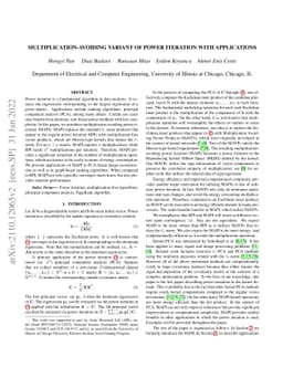 Multiplication-Avoiding Variant of Power Iteration with Applications