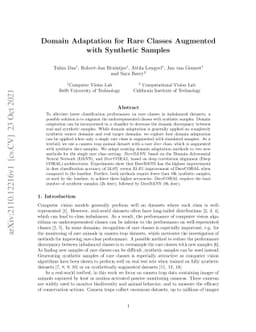 Domain Adaptation for Rare Classes Augmented with Synthetic Samples