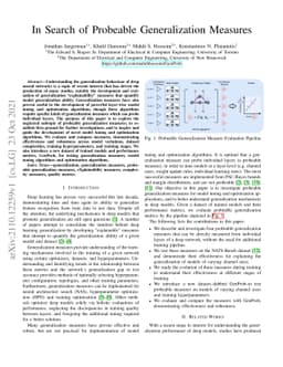 In Search of Probeable Generalization Measures