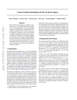 Coarse-Grained Smoothness for RL in Metric Spaces