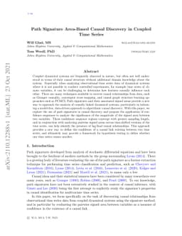 Path Signature Area-Based Causal Discovery in Coupled Time Series