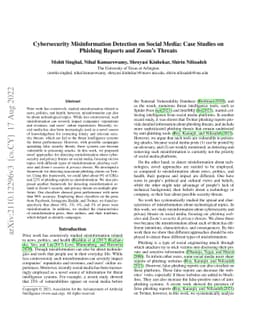 Cybersecurity Misinformation Detection on Social Media: Case Studies on
  Phishing Reports and Zoom's Threats
