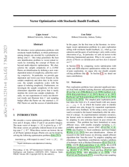 Vector Optimization with Stochastic Bandit Feedback