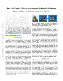 Fast High-Quality Tabletop Rearrangement in Bounded Workspace