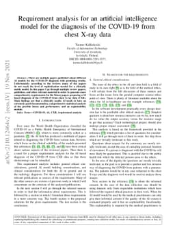 Requirement analysis for an artificial intelligence model for the
  diagnosis of the COVID-19 from chest X-ray data