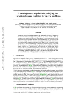 Learning convex regularizers satisfying the variational source condition
  for inverse problems