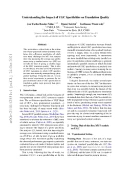 Understanding the Impact of UGC Specificities on Translation Quality