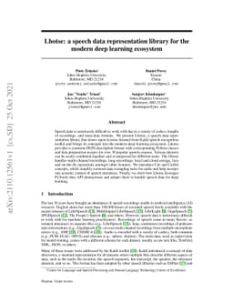 Lhotse: a speech data representation library for the modern deep
  learning ecosystem