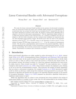 Linear Contextual Bandits with Adversarial Corruptions