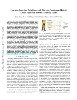 Learning Insertion Primitives with Discrete-Continuous Hybrid Action
  Space for Robotic Assembly Tasks