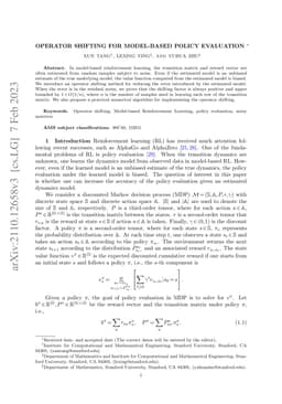 Operator Shifting for Model-based Policy Evaluation