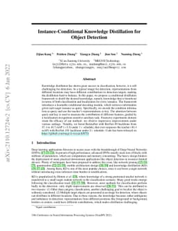 Instance-Conditional Knowledge Distillation for Object Detection