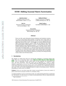 SSMF: Shifting Seasonal Matrix Factorization