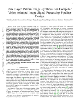 Raw Bayer Pattern Image Synthesis for Computer Vision-oriented Image
  Signal Processing Pipeline Design
