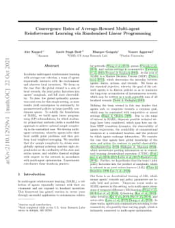 Convergence Rates of Average-Reward Multi-agent Reinforcement Learning
  via Randomized Linear Programming