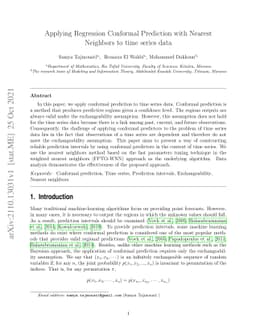 Applying Regression Conformal Prediction with Nearest Neighbors to time
  series data