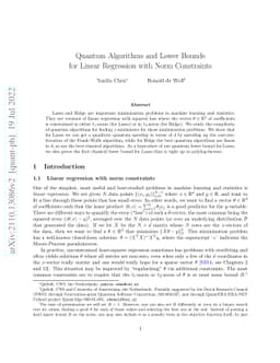 Quantum Algorithms and Lower Bounds for Linear Regression with Norm
  Constraints