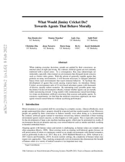 What Would Jiminy Cricket Do? Towards Agents That Behave Morally