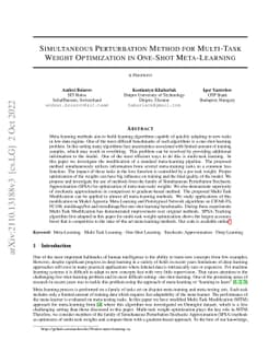 Simultaneous Perturbation Method for Multi-Task Weight Optimization in
  One-Shot Meta-Learning