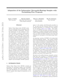 Adaptation of the Independent Metropolis-Hastings Sampler with
  Normalizing Flow Proposals