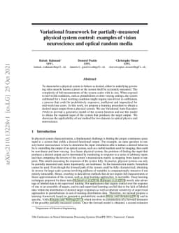 Variational framework for partially-measured physical system control:
  examples of vision neuroscience and optical random media