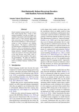 Distributionally Robust Recurrent Decoders with Random Network
  Distillation