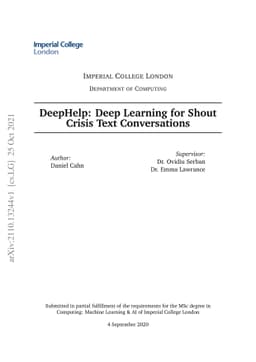 DeepHelp: Deep Learning for Shout Crisis Text Conversations