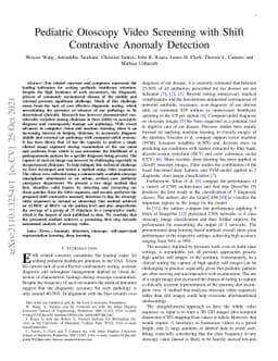 Pediatric Otoscopy Video Screening with Shift Contrastive Anomaly
  Detection