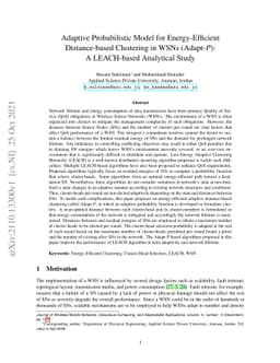 Adaptive Probabilistic Model for Energy-Efficient Distance-based
  Clustering in WSNs (Adapt-P): A LEACH-based Analytical Study