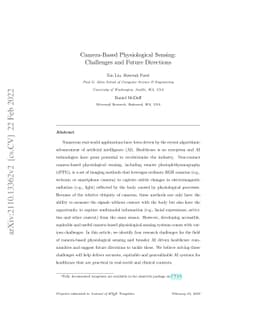 RGB Camera-based Physiological Sensing: Challenges and Future Directions