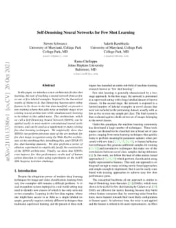 Self-Denoising Neural Networks for Few Shot Learning
