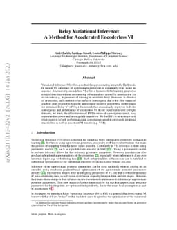 Relay Variational Inference: A Method for Accelerated Encoderless VI