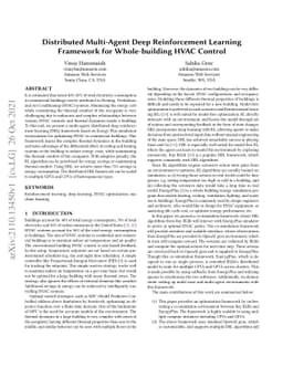 Distributed Multi-Agent Deep Reinforcement Learning Framework for
  Whole-building HVAC Control