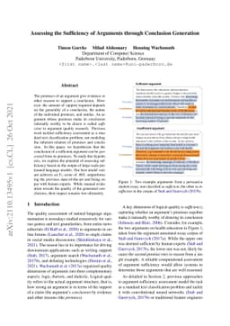 Assessing the Sufficiency of Arguments through Conclusion Generation