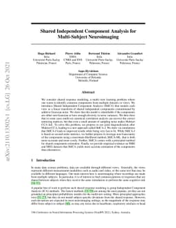 Shared Independent Component Analysis for Multi-Subject Neuroimaging