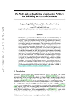 Qu-ANTI-zation: Exploiting Quantization Artifacts for Achieving
  Adversarial Outcomes