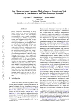 Can Character-based Language Models Improve Downstream Task Performance
  in Low-Resource and Noisy Language Scenarios?