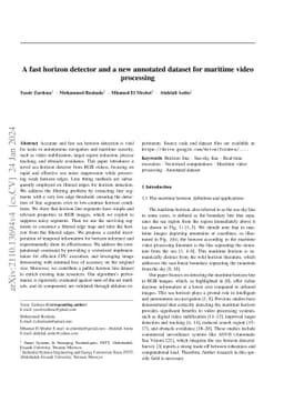 A Fast Horizon Detector and a New Annotated Dataset for Maritime Video Processing