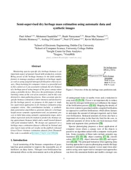 Semi-supervised dry herbage mass estimation using automatic data and
  synthetic images