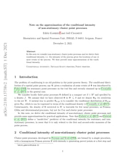 Note on the approximation of the conditional intensity of non-stationary
  cluster point processes
