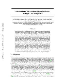 Neural PPO-Clip Attains Global Optimality: A Hinge Loss Perspective