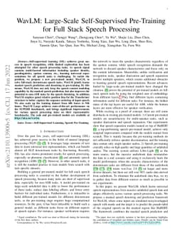 WavLM: Large-Scale Self-Supervised Pre-Training for Full Stack Speech
  Processing