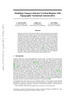 Modeling Category-Selective Cortical Regions with Topographic
  Variational Autoencoders