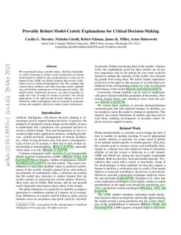 Provably Robust Model-Centric Explanations for Critical Decision-Making